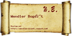 Wendler Bogát névjegykártya